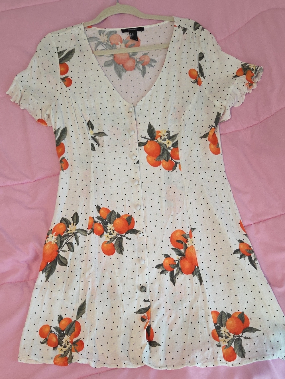 Forever 21 White Button-Front Mini Dress